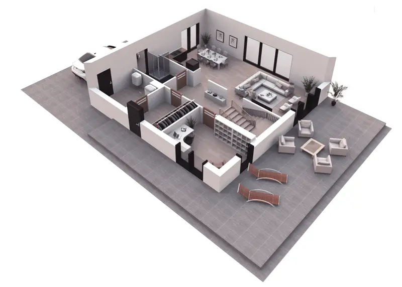 House Plan: 1975 ft², 2 Stories, 3 Beds, Home Office, 2 Baths, Open Floor Plan