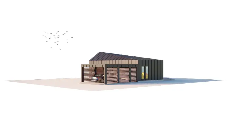 House Plan: 857 ft², 1 Story, 3 Beds, 1 Baths, Open Floor Plan