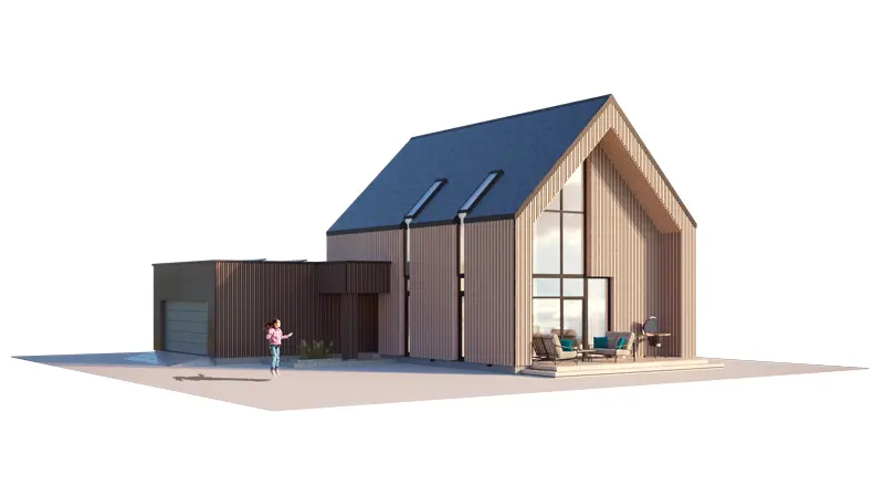 House Plan: 1202 ft², 1.5 Stories, 3 Beds, 2 Baths, Open Floor Plan, 2-Car Garage