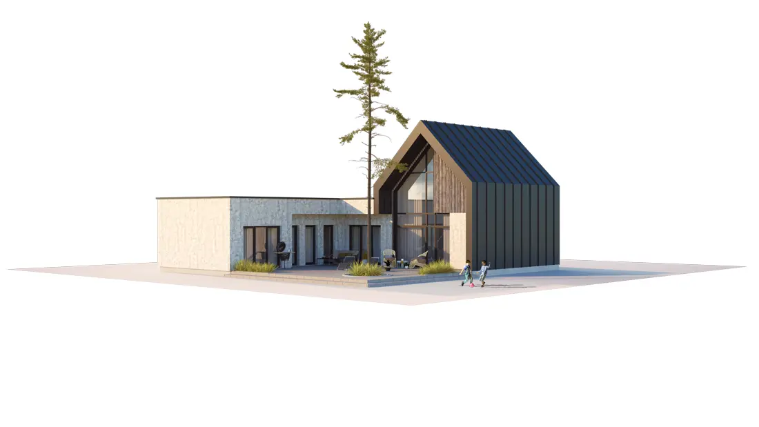 House Plan: 1243 ft², 1.5 Stories, 3 Beds, Home Office, 2 Baths, Open Floor Plan, 2-Car Garage