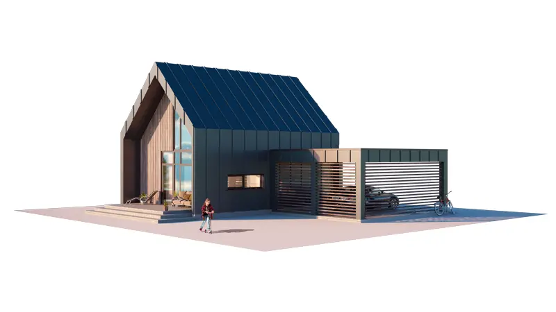 House Plan: 858 ft², 1.5 Stories, 2 Beds, 2 Baths, Open Floor Plan, Carport