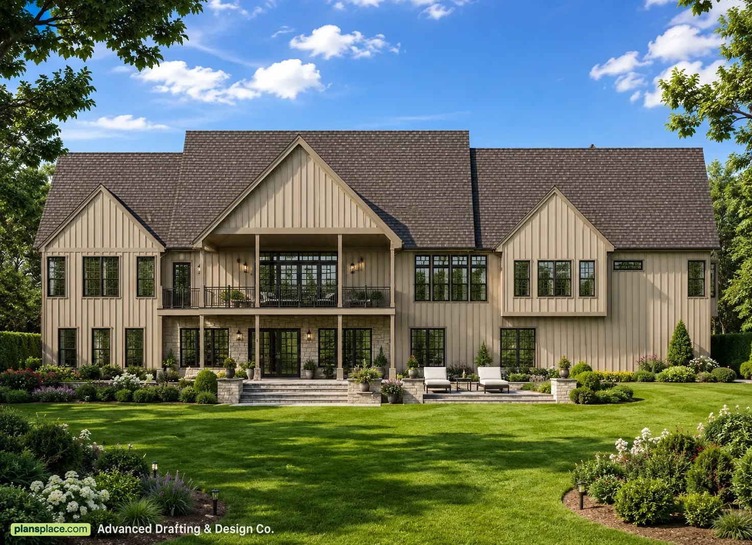 1-Story House Plan with Basement 5709 ft²: 3 Beds, Home Office, 5.5 Baths, Open Floor Plan, 3-Car Garage