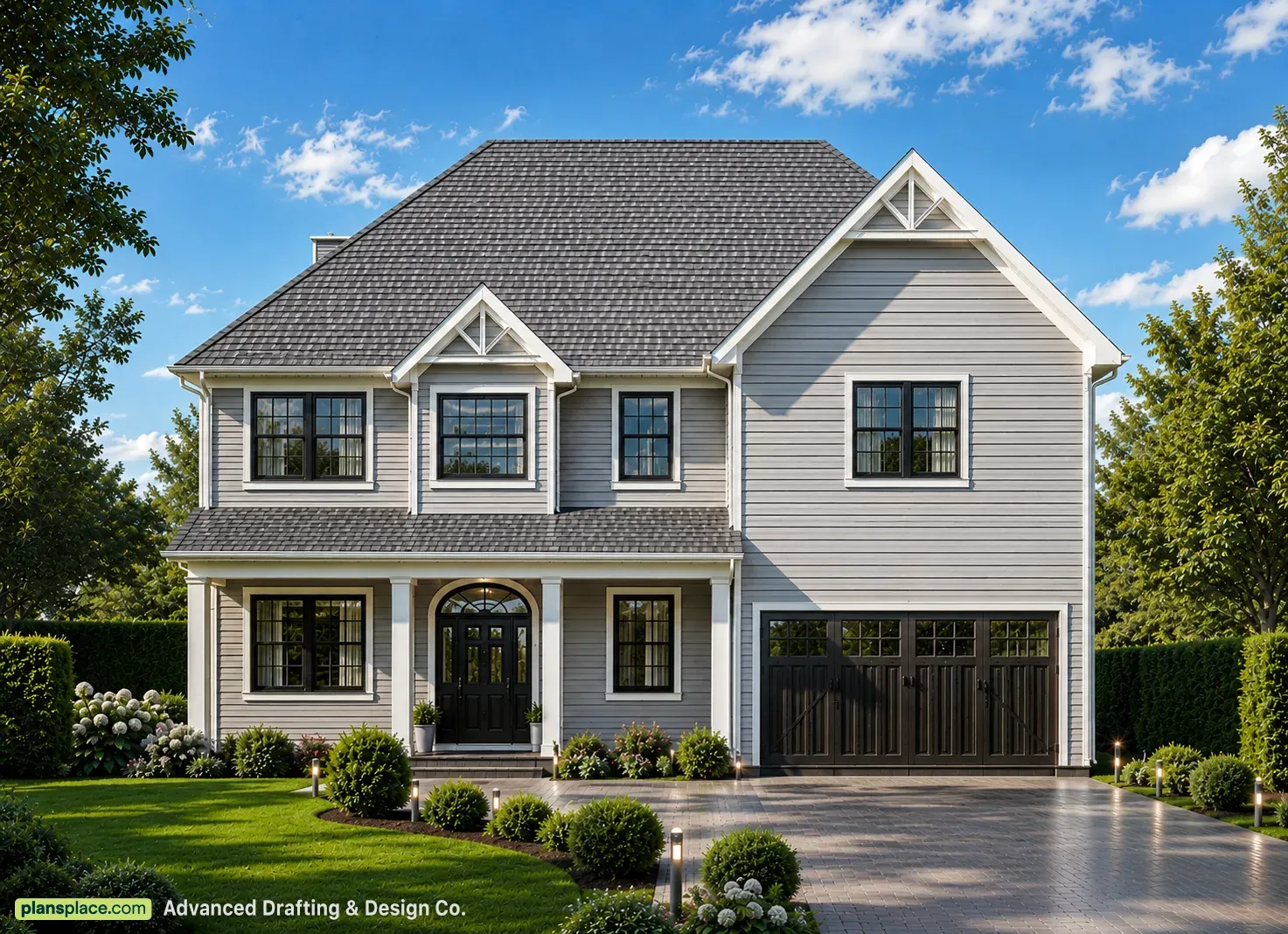 2-Story House Plan with Basement 2853 ft²: 5 Beds, Home Office, 4.5 Baths, Open Floor Plan, 2-Car Garage
