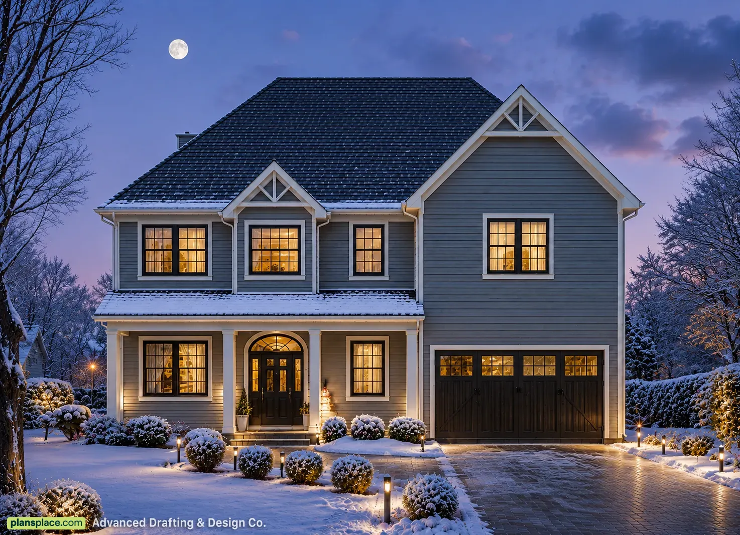 2-Story House Plan with Basement 2853 ft²: 5 Beds, Home Office, 4.5 Baths, Open Floor Plan, 2-Car Garage
