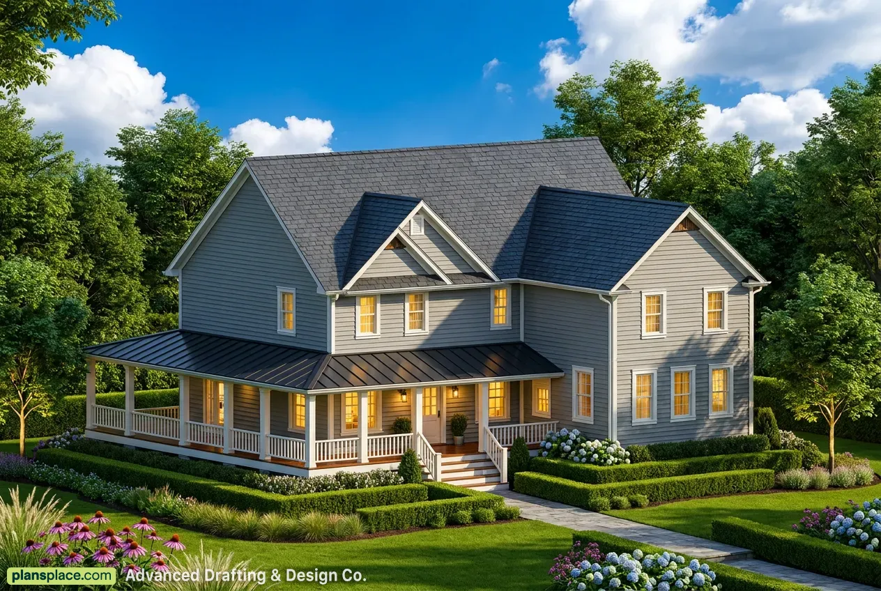 1-Story House Plan with Basement 4808 ft²: 4 Beds, Home Office, 6 Baths, Open Floor Plan, 2-Car Garage