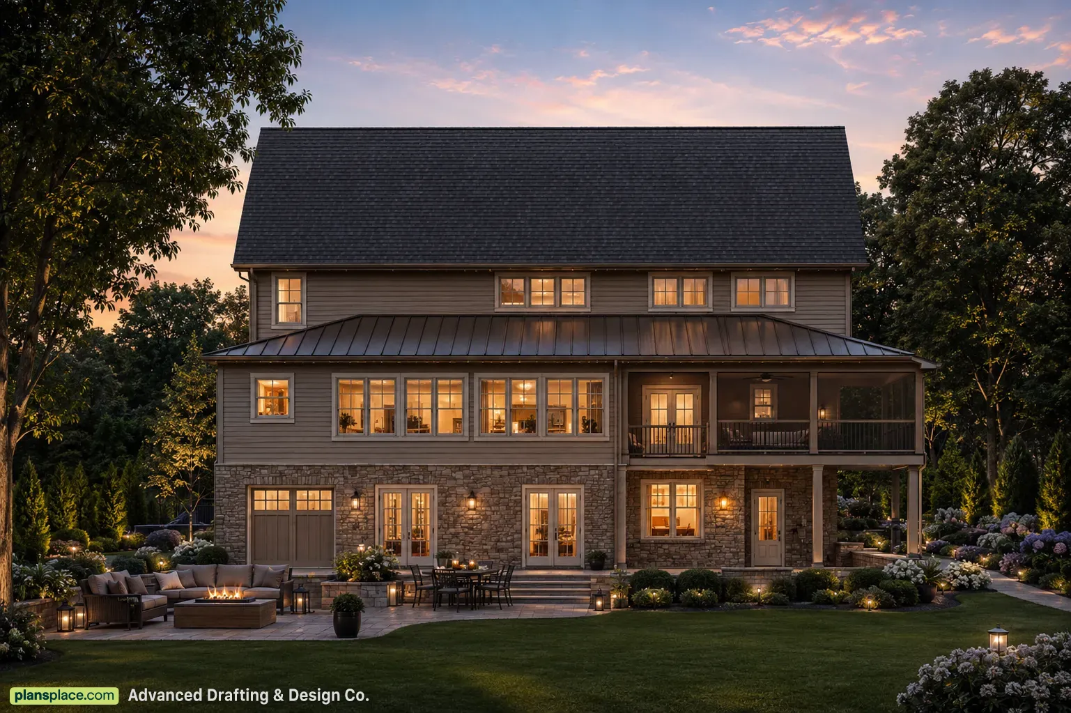 1-Story House Plan with Basement 4808 ft²: 4 Beds, Home Office, 6 Baths, Open Floor Plan, 2-Car Garage