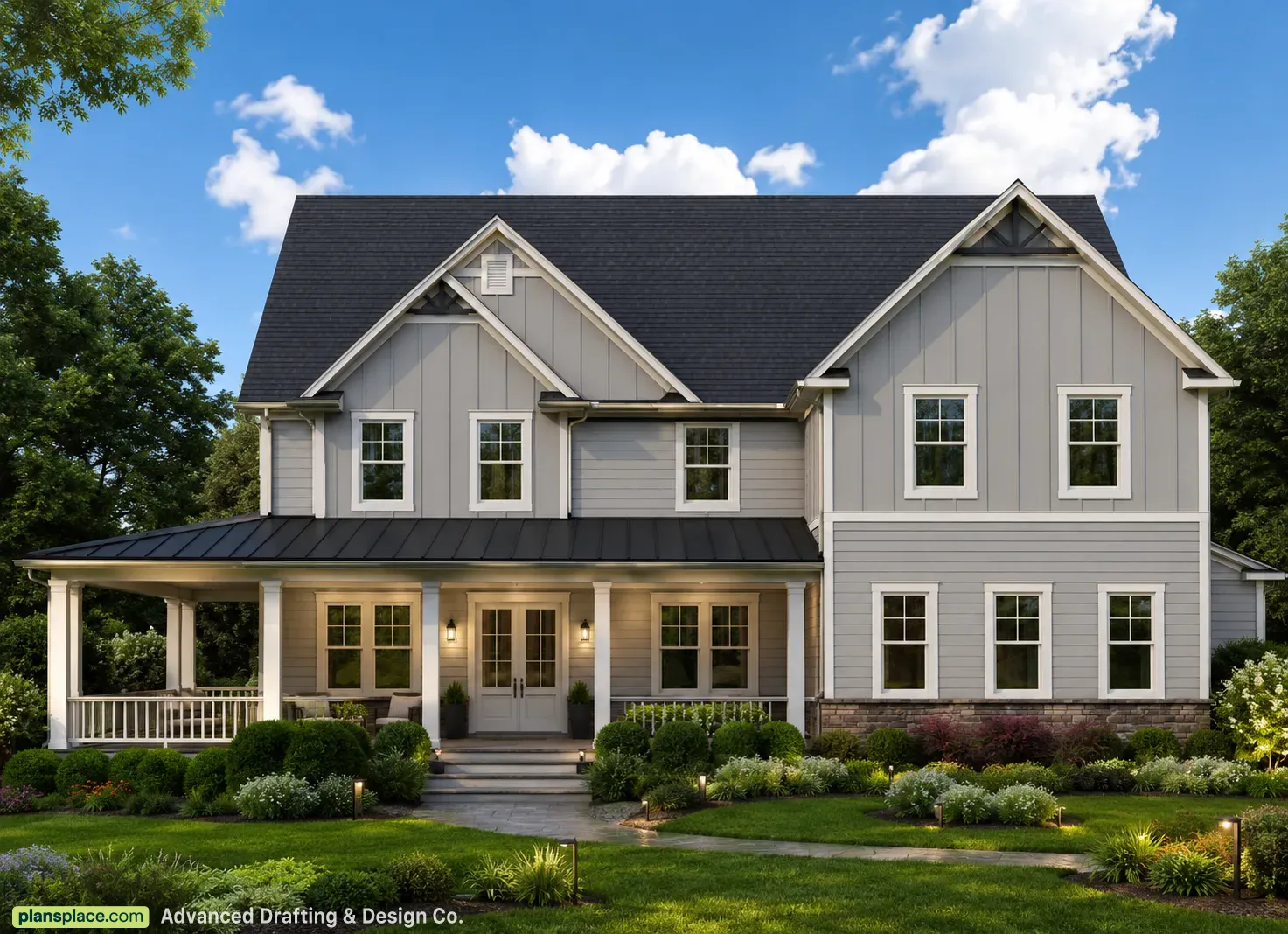1-Story House Plan with Basement 4808 ft²: 4 Beds, Home Office, 6 Baths, Open Floor Plan, 2-Car Garage