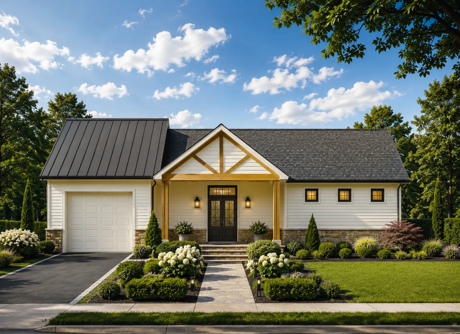 1-Story House Plan with Basement 1777 ft²: 3 Beds, Home Office, 3.5 Baths, Open Floor Plan, 1-Car Garage
