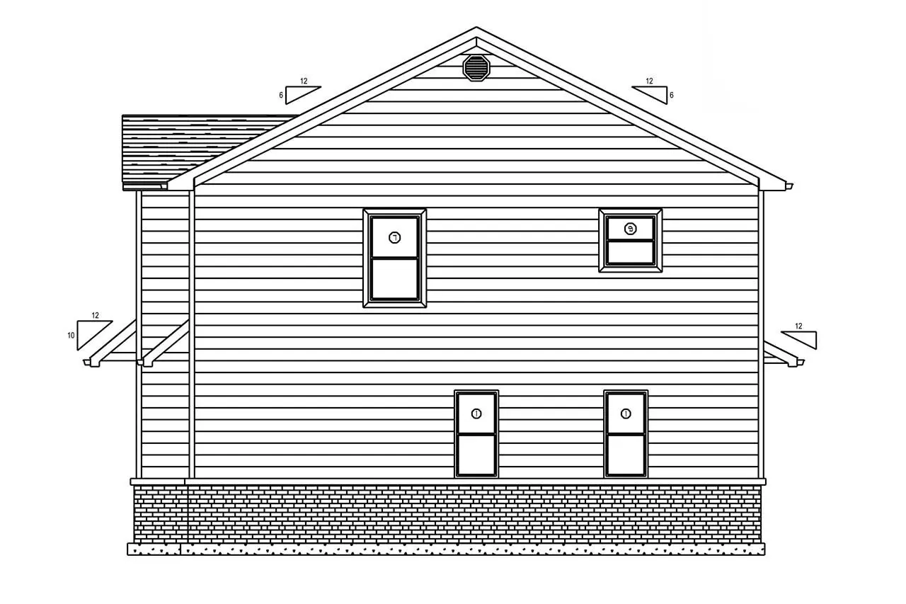2-Story House Plan 1456 ft²: 2 Beds, 3 Baths, 3-Car Garage