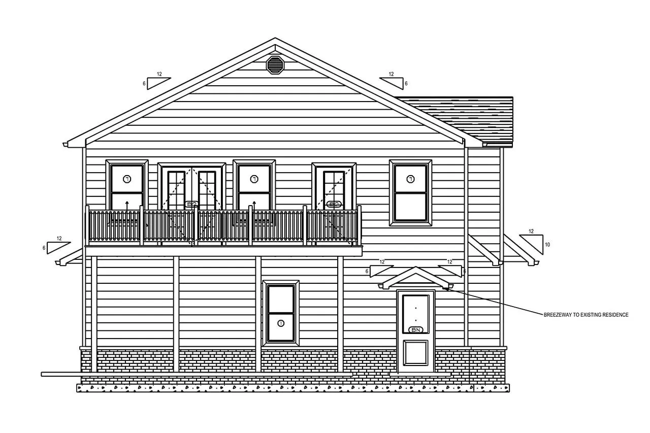 2-Story House Plan 1456 ft²: 2 Beds, 3 Baths, 3-Car Garage