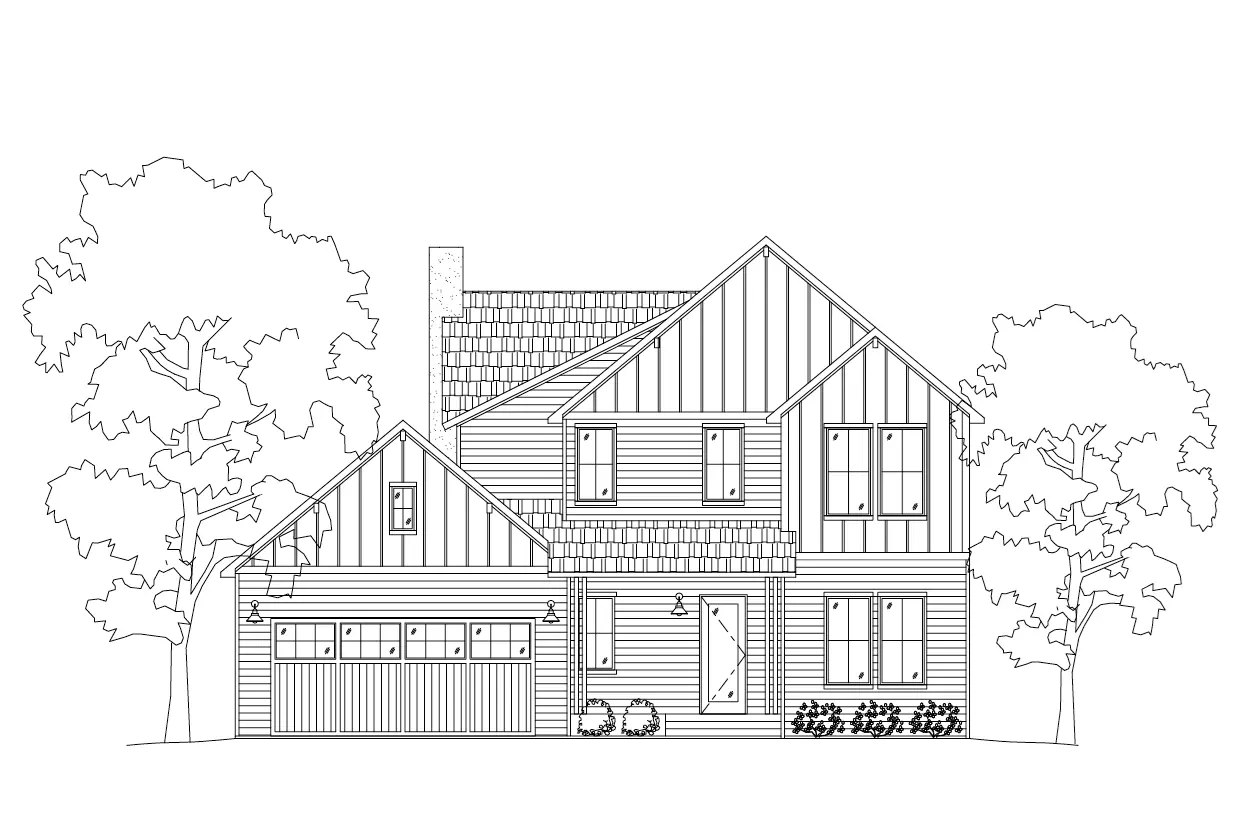 2-Story House Plan 2800 ft²: 2 Beds, Home Office, 3 Baths, Open Floor Plan, 2-Car Garage