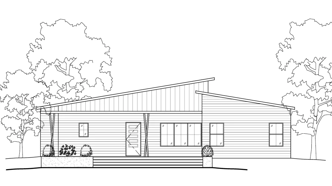 1-Story House Plan 1290 ft²: 2 Beds, 2 Baths, Open Floor Plan, without Garage