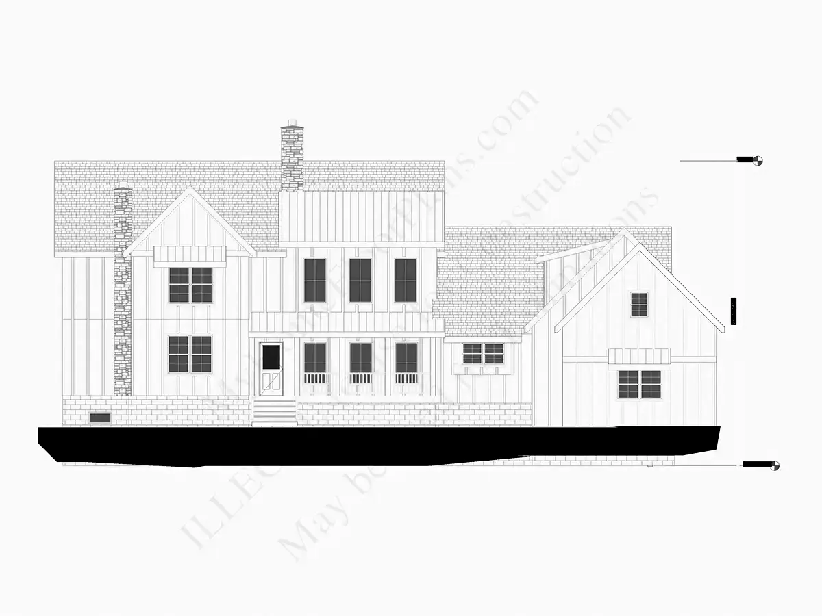 Exterior Elevations 5 – 2-Story House Plan with Basement 5013 ft²: 5 Beds, 5.5 Baths, Open Floor Plan, 3-Car Garage — 47001R