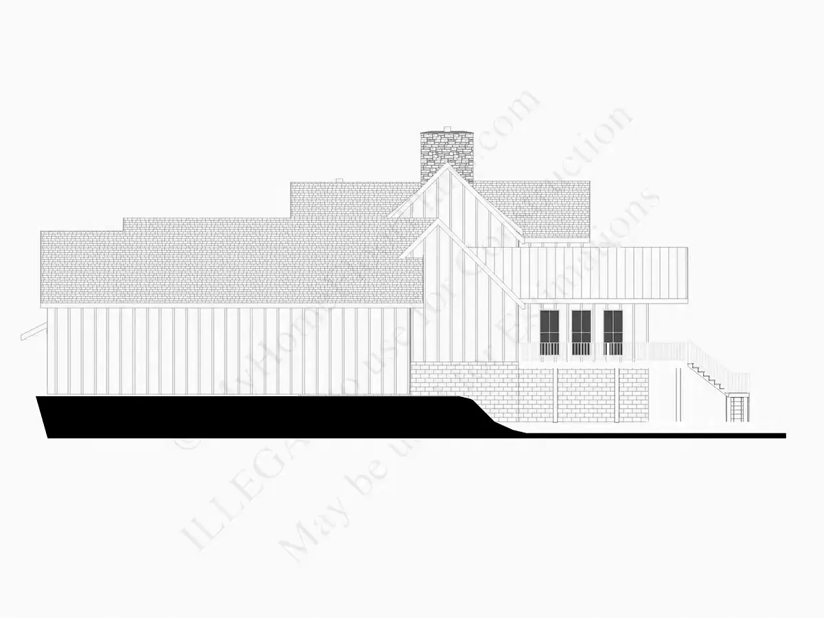 Exterior Elevations 7 – 2-Story House Plan with Basement 5013 ft²: 5 Beds, 5.5 Baths, Open Floor Plan, 3-Car Garage — 47001R