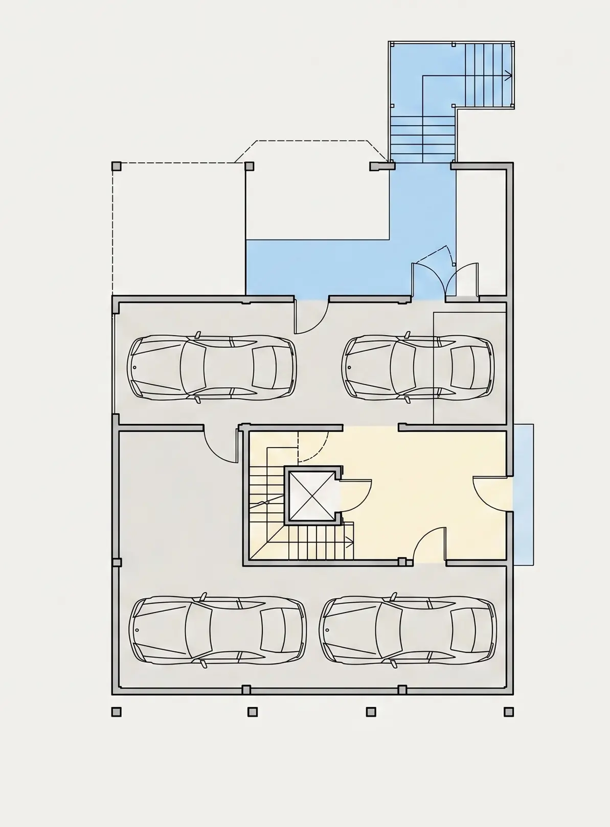 Basement 6 – 3-Story House Plan 2624 ft²: 6 Beds, 5.5 Baths, Open Floor Plan, 4-Car Garage — 53825R