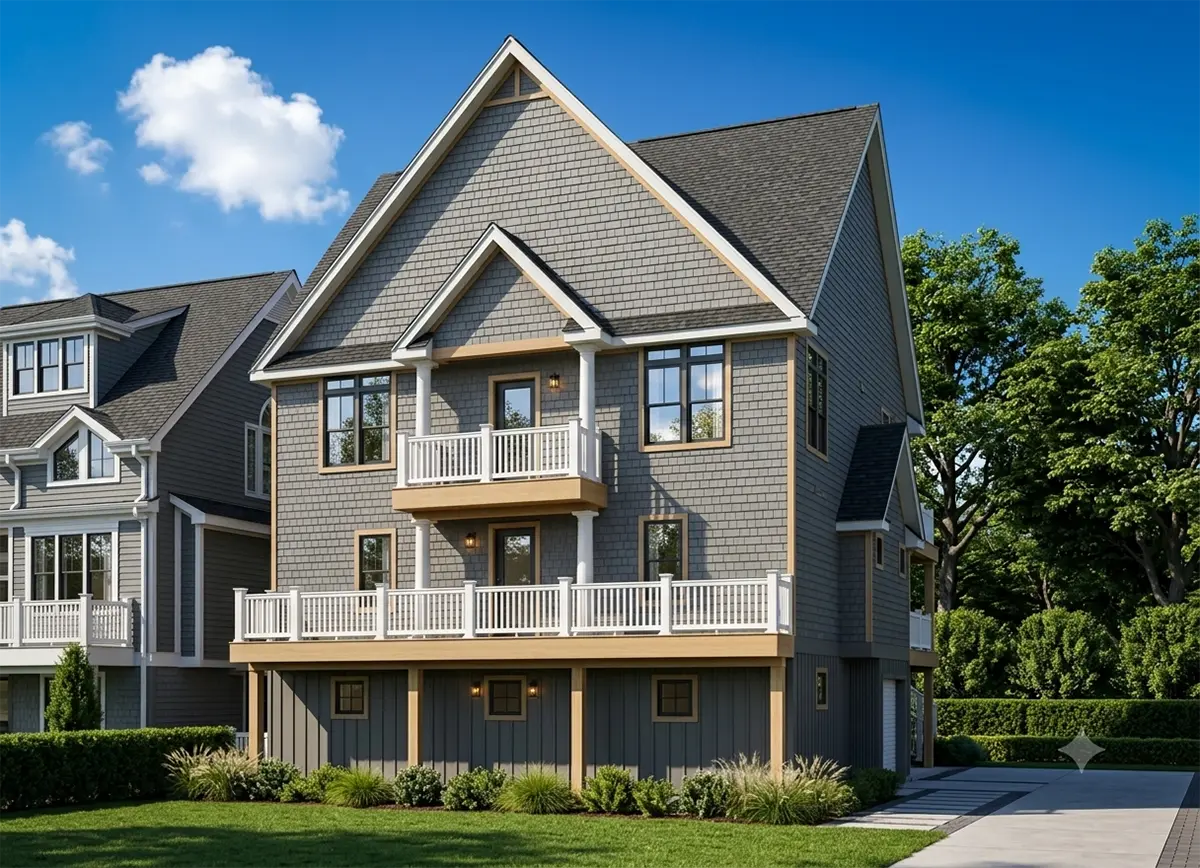 Main Images 3 – 3-Story House Plan 2624 ft²: 6 Beds, 5.5 Baths, Open Floor Plan, 4-Car Garage — 53825R