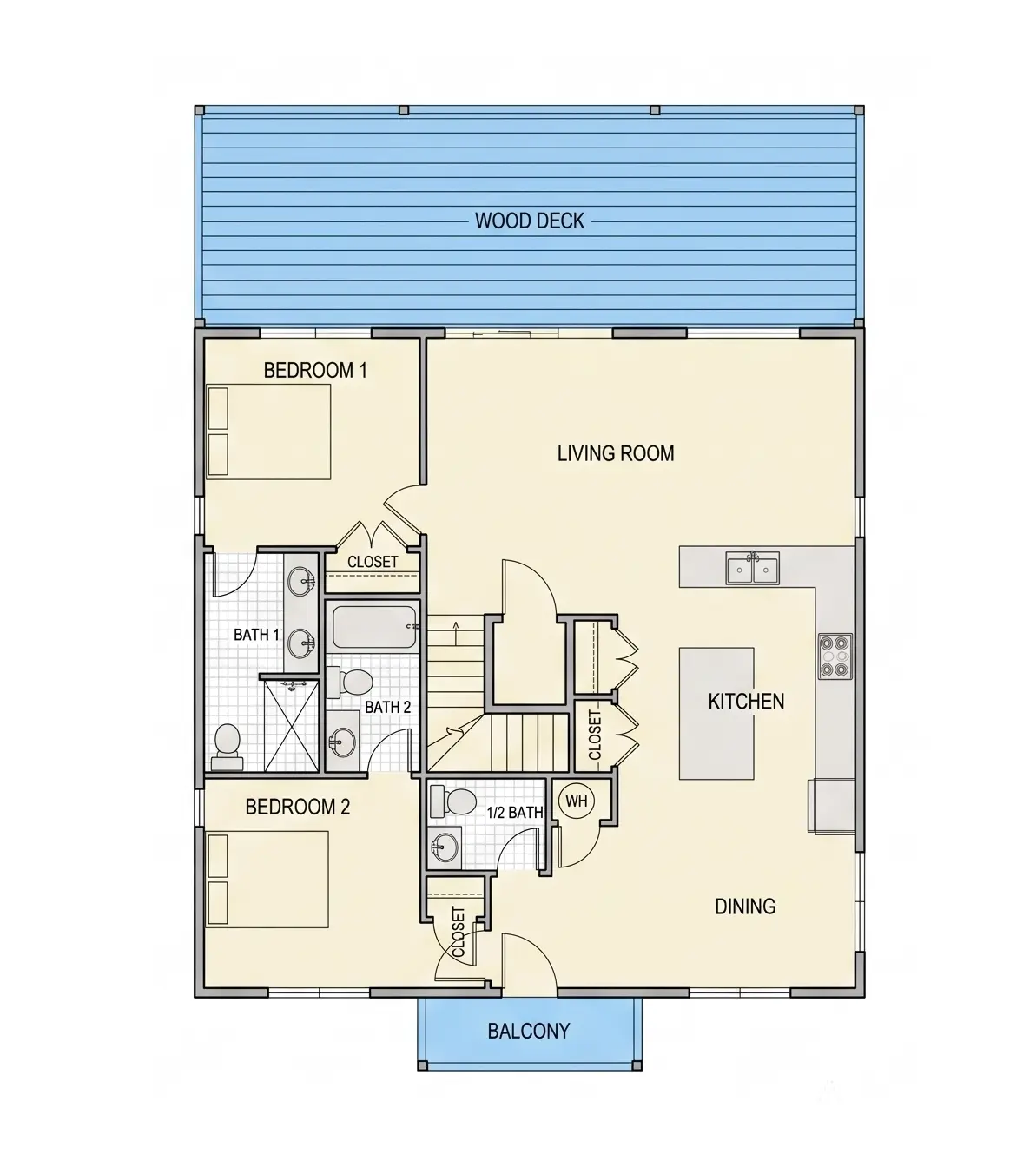 Main Floor 7 – 3-Story House Plan 2624 ft²: 6 Beds, 5.5 Baths, Open Floor Plan, 4-Car Garage — 53825R