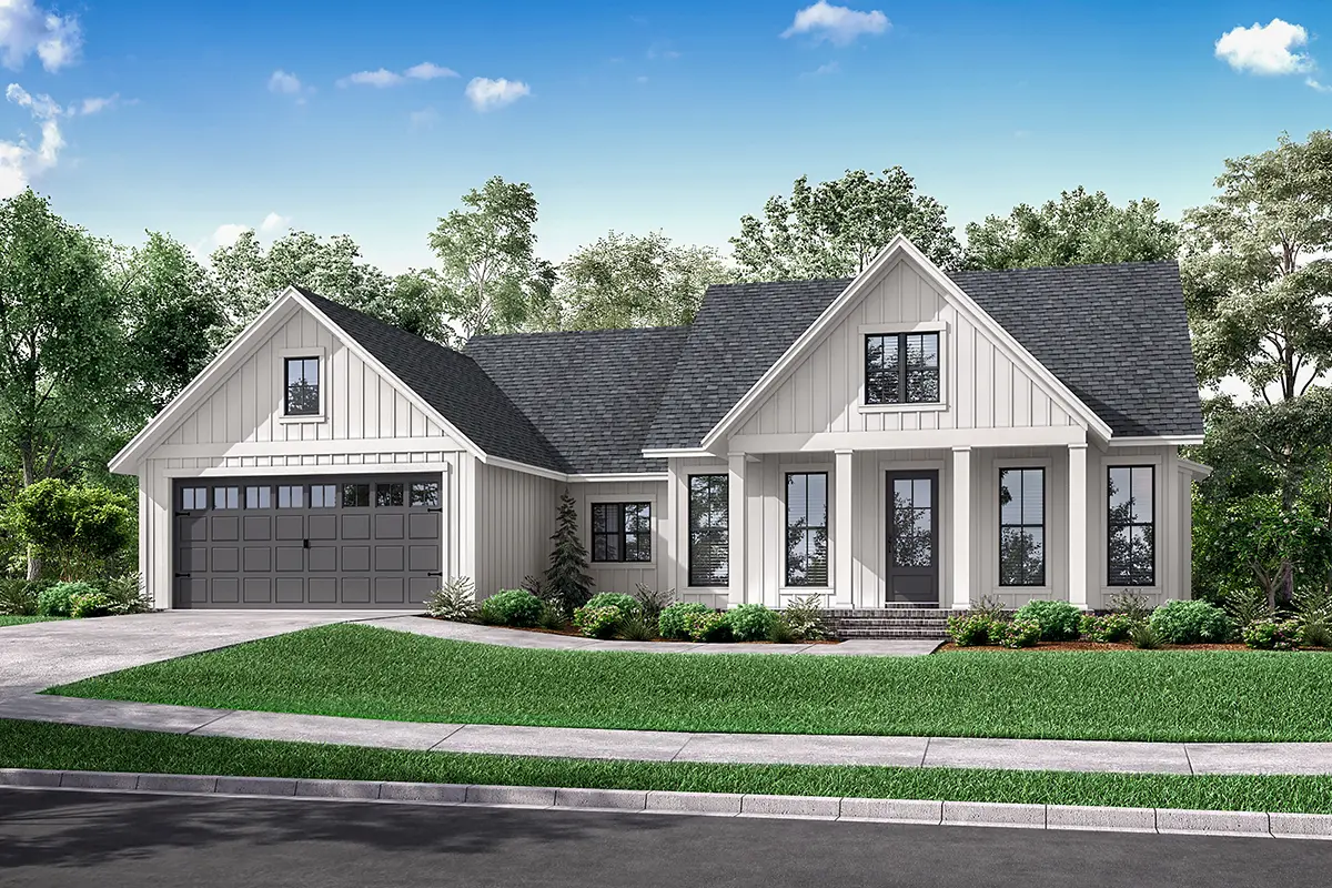 1-Story House Plan 1706 ft²: 3 Beds, 2 Baths, Open Floor Plan, 2-Car Garage