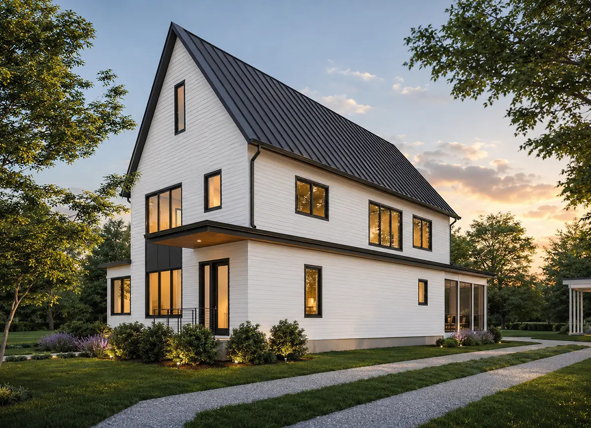 Main Images 3 – 2-Story House Plan 3214 ft²: 4 Beds, Home Office, 3.5 Baths, Open Floor Plan, without Garage — 77169R