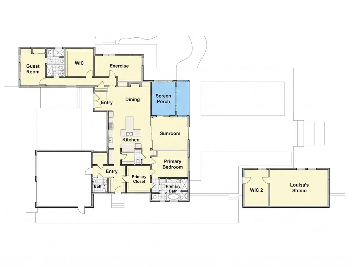 Main Floor 7 – 1-Story House Plan 3730 ft²: 4 Beds, Home Office, 5.5 Baths, Open Floor Plan, 2-Car Garage — 13794R