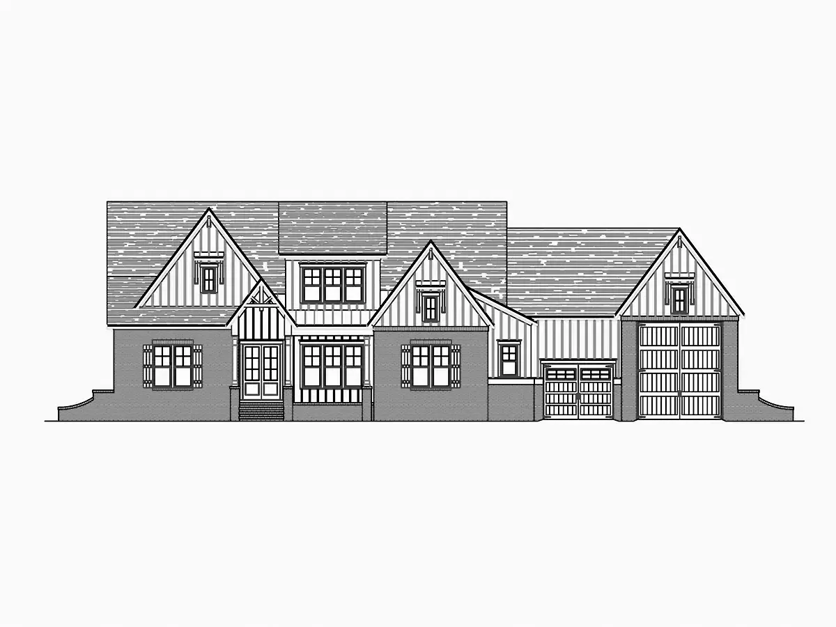 1.5-Story House Plan 4736 ft²: 4 Beds, Home Office, 4.5 Baths, Open Floor Plan, 3-Car Garage