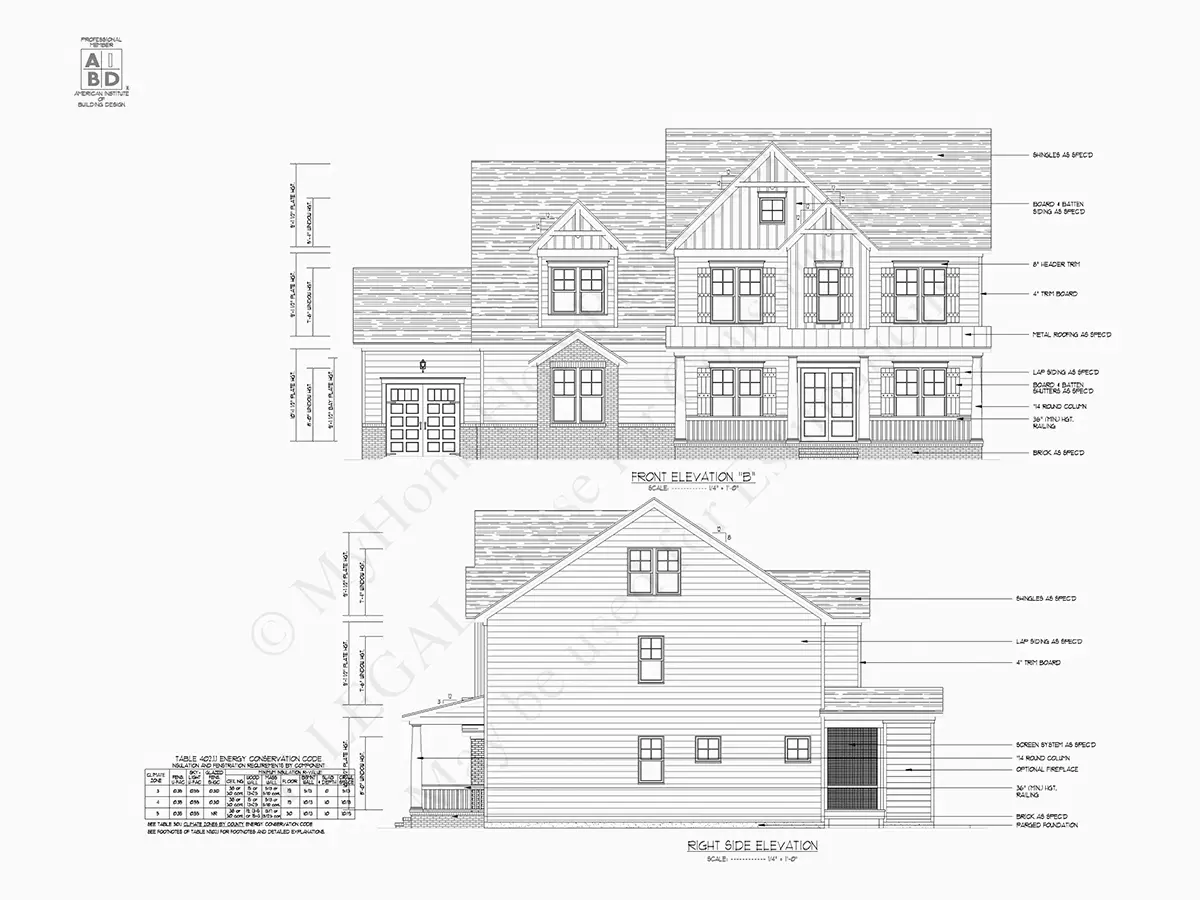 2-Story House Plan 3668 ft²: 5 Beds, Home Office, 4 Baths, Open Floor Plan, 2-Car Garage