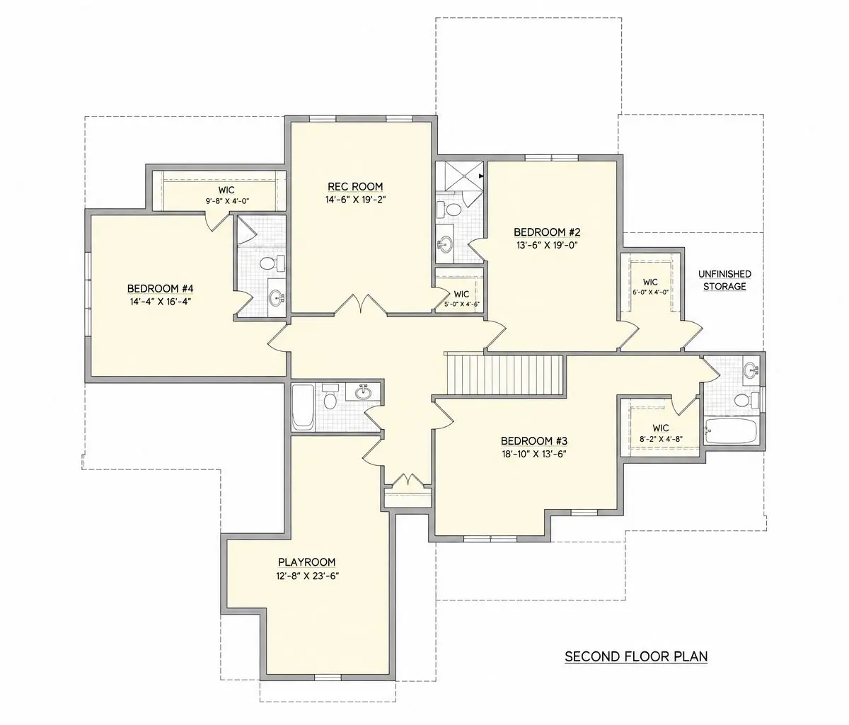 Second Floor 1 – 1.5-Story House Plan 4446 ft²: 4 Beds, Home Office, 4 Baths, Open Floor Plan, 3-Car Garage — 46929R