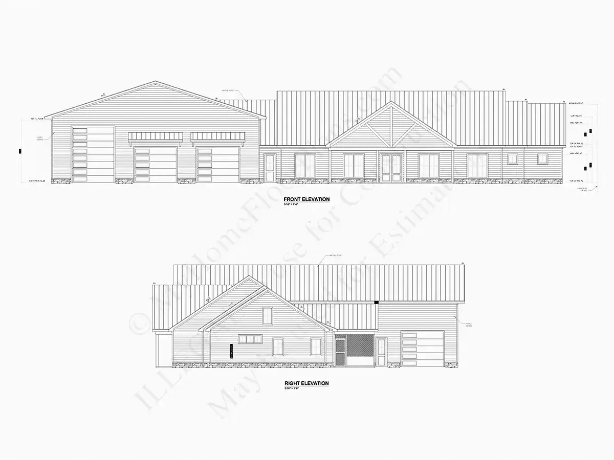 1-Story House Plan 4038 ft²: 3 Beds, Home Office, 4.5 Baths, Open Floor Plan, 3-Car Garage
