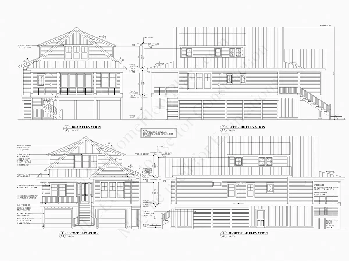 3-Story House Plan 2361 ft²: 4 Beds, 3.5 Baths, Open Floor Plan, 2-Car Garage