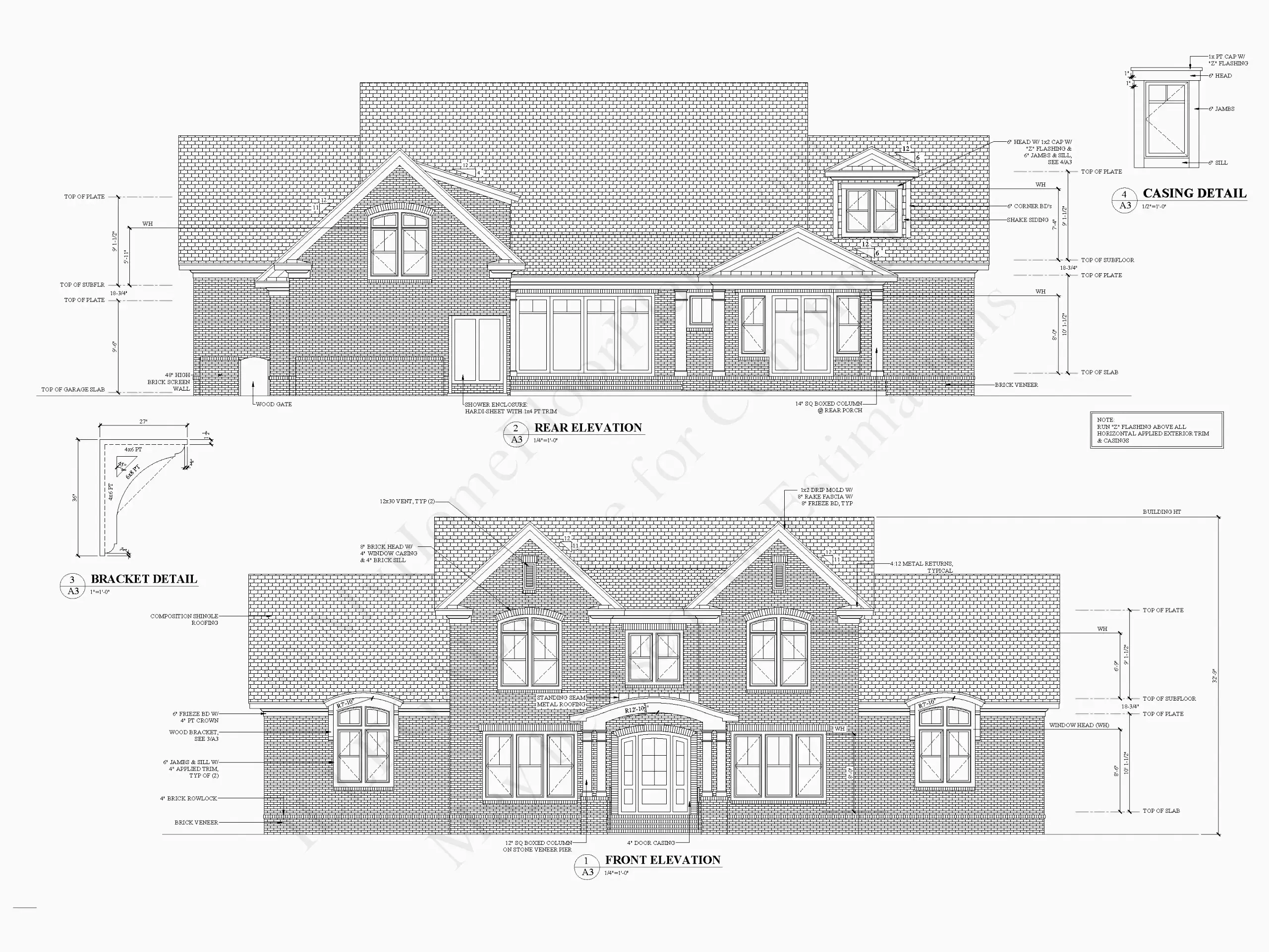 Exterior Elevations 6 – 2-Story House Plan 4500 ft²: 4 Beds, Home Office, 4 Baths, Open Floor Plan, 4-Car Garage — 12065R