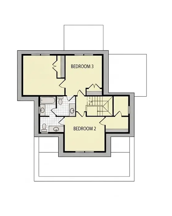 Second Floor 23 – 1.5-Story House Plan 1695 ft²: 4 Beds, 3.5 Baths, without Garage — 82275R
