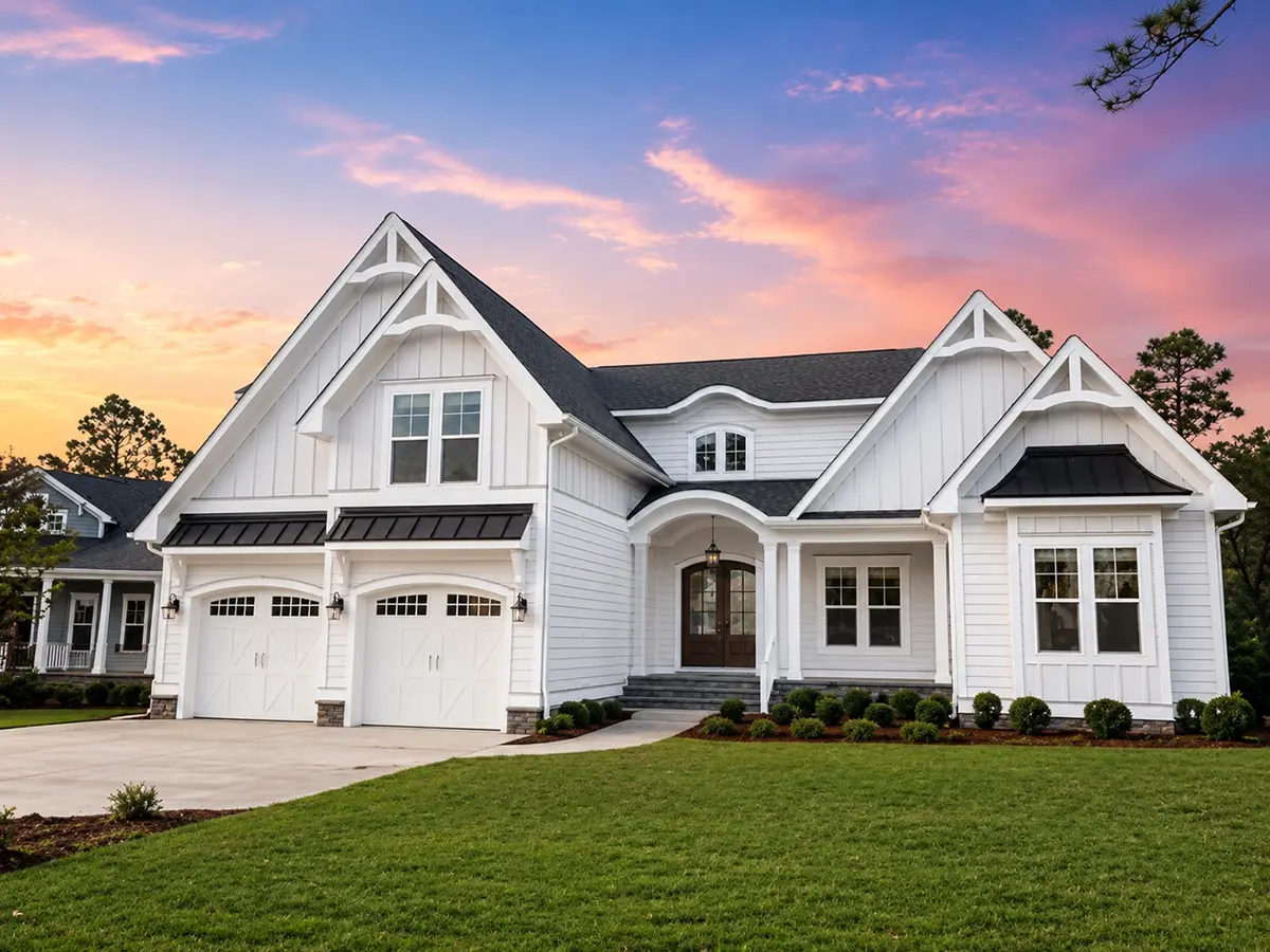 Main Images 4 – 1.5-Story House Plan 3371 ft²: 3 Beds, Home Office, 3.5 Baths, Open Floor Plan, 2-Car Garage — 90504R