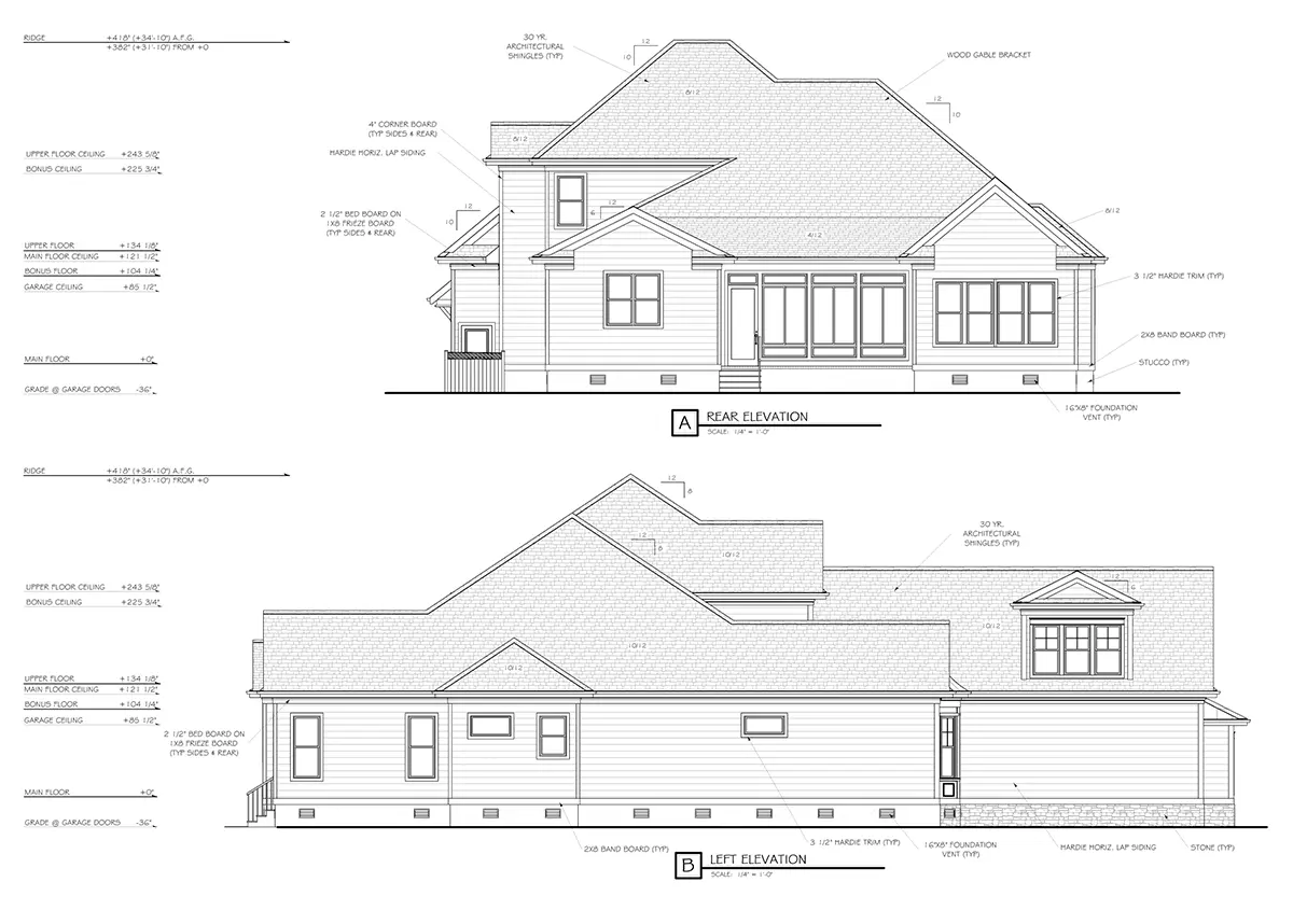 1.5-Story House Plan 4196 ft²: 5 Beds, Home Office, 5 Baths, Open Floor Plan, 3-Car Garage
