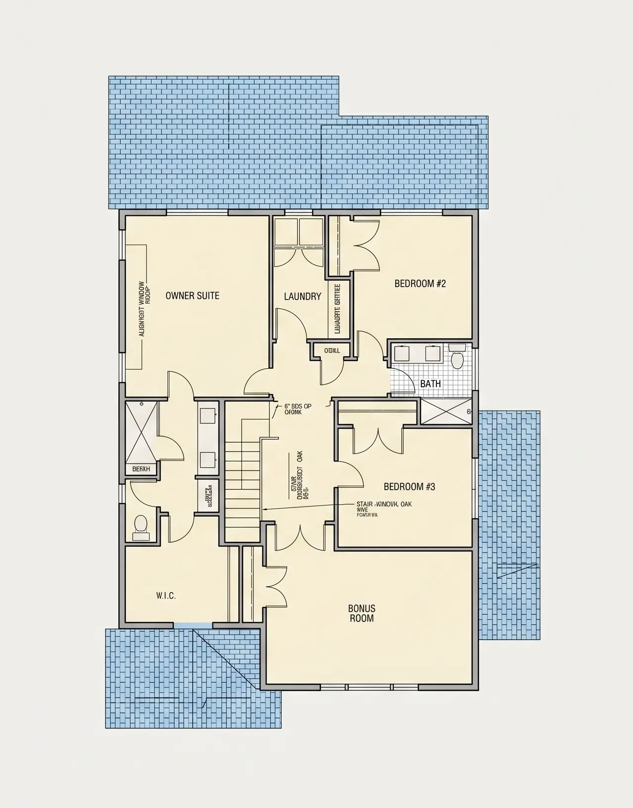 Second Floor 8 – 2-Story House Plan 2470 ft²: 3 Beds, 2.5 Baths, Open Floor Plan, 2-Car Garage — 47889R