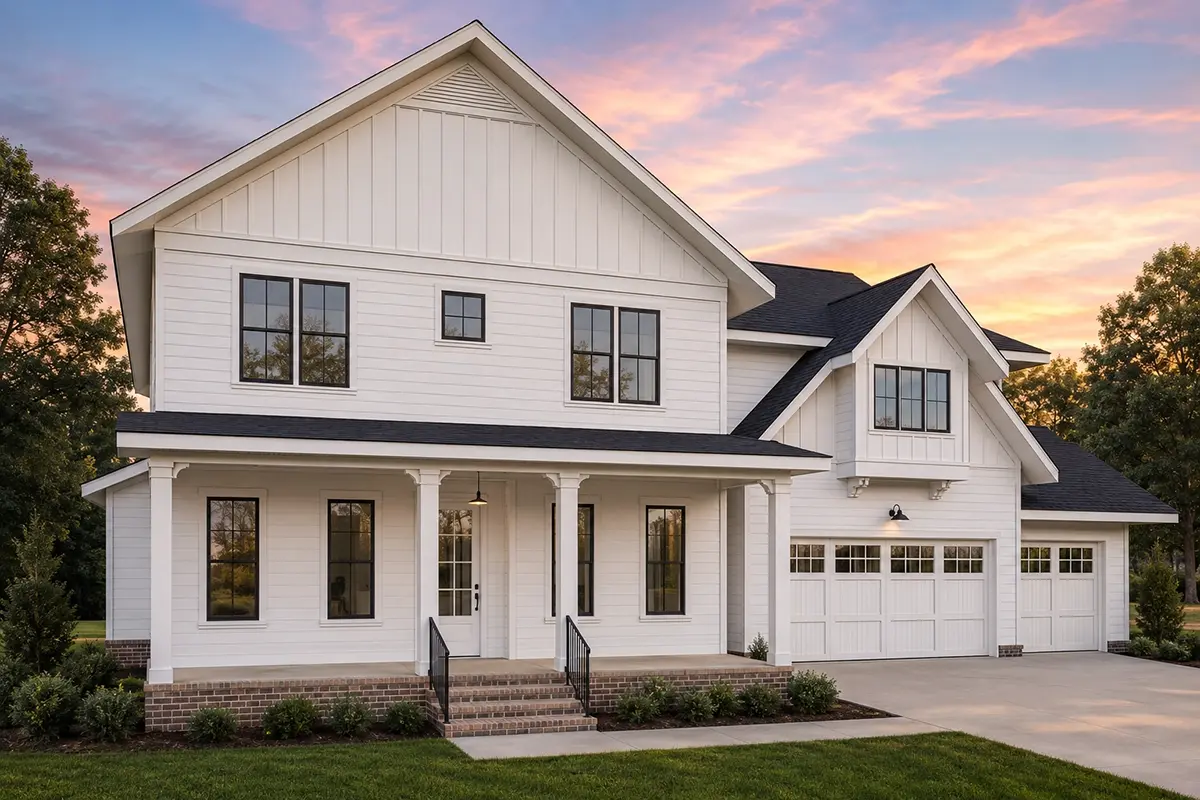 2-Story House Plan 3908 ft²: 4 Beds, Home Office, 4.5 Baths, Open Floor Plan, 3-Car Garage