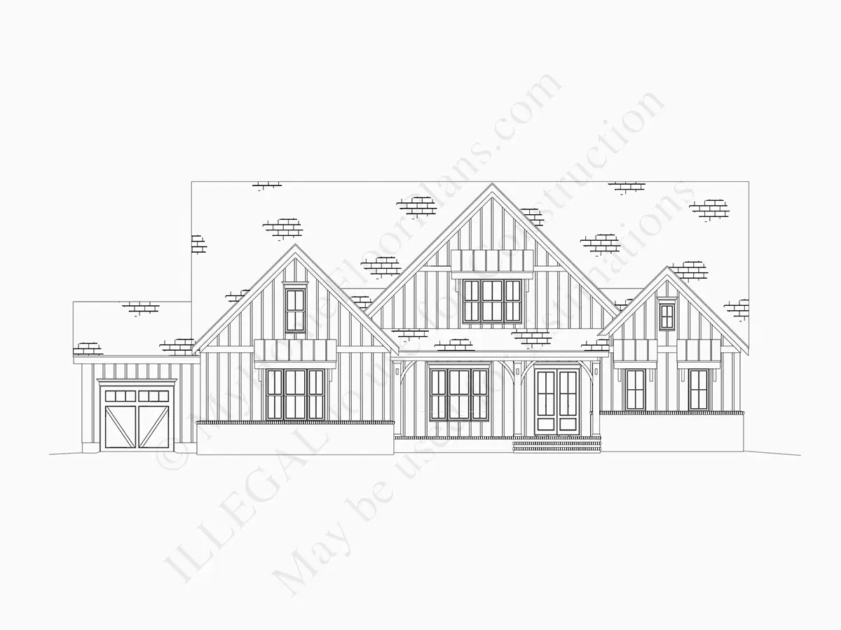 1.5-Story House Plan 4160 ft²: 4 Beds, Home Office, 4.5 Baths, Open Floor Plan, 3-Car Garage
