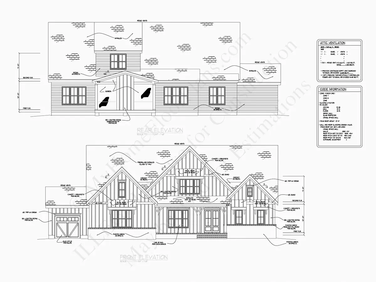 1.5-Story House Plan 4160 ft²: 4 Beds, Home Office, 4.5 Baths, Open Floor Plan, 3-Car Garage