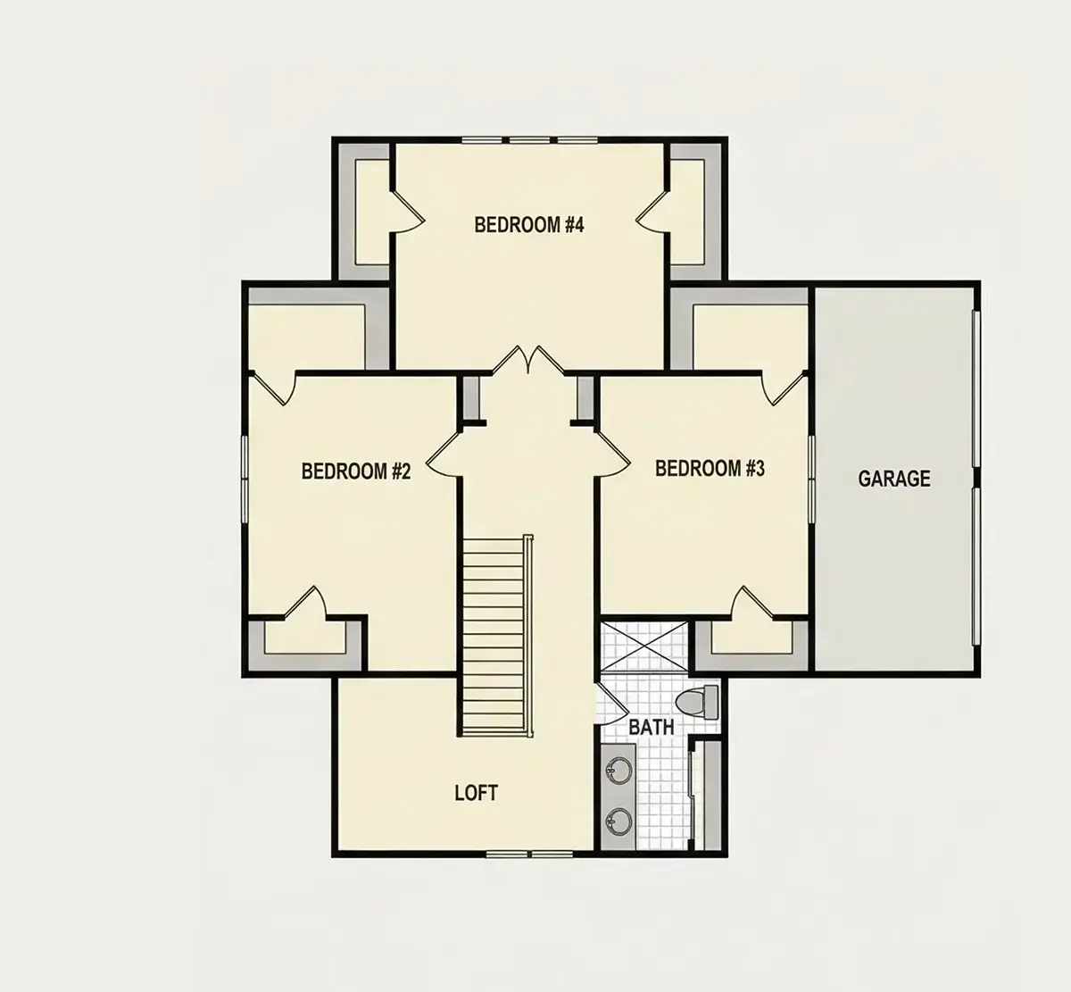 Second Floor 7 – 1.5-Story House Plan 2449 ft²: 4 Beds, 2.5 Baths, Open Floor Plan, without Garage — 80236R