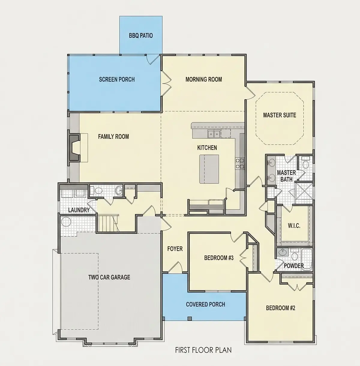 Main Floor 22 – 1.5-Story House Plan 3062 ft²: 4 Beds, 3.5 Baths, Open Floor Plan, 2-Car Garage — 97890R