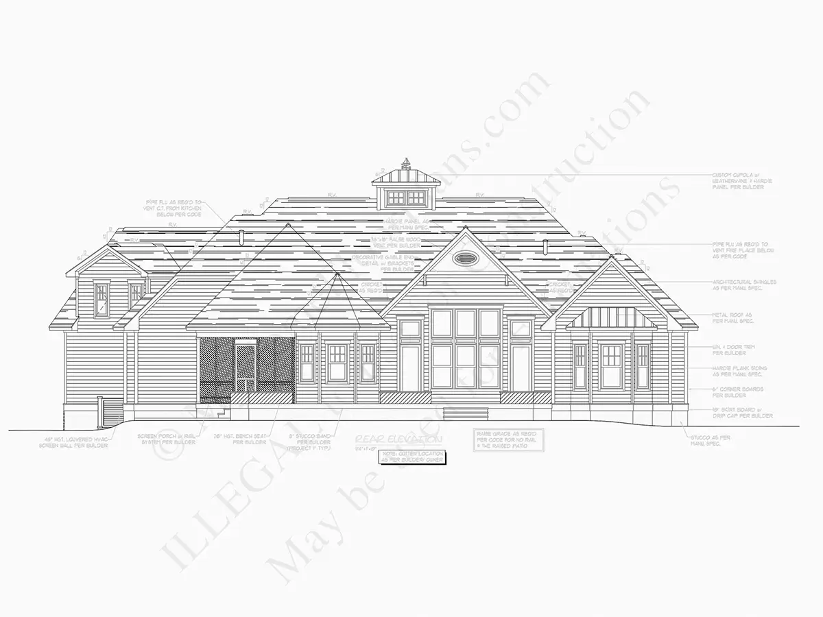 1.5-Story House Plan 3657 ft²: 3 Beds, Home Office, 3.5 Baths, Open Floor Plan, 2-Car Garage