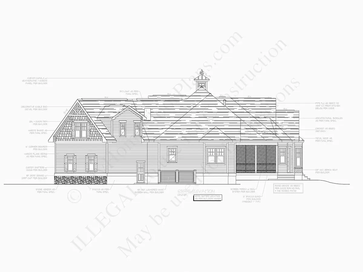 1.5-Story House Plan 3657 ft²: 3 Beds, Home Office, 3.5 Baths, Open Floor Plan, 2-Car Garage
