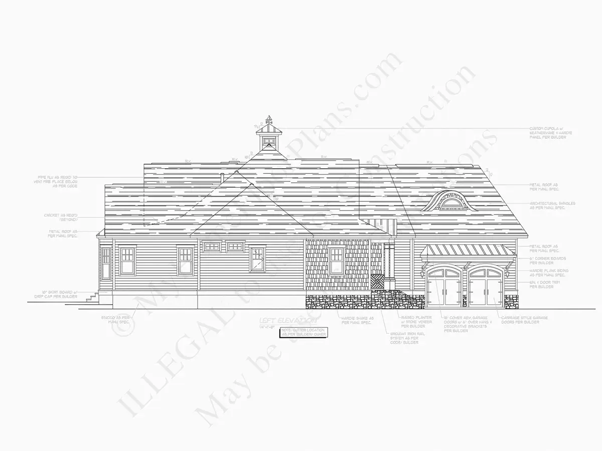 1.5-Story House Plan 3657 ft²: 3 Beds, Home Office, 3.5 Baths, Open Floor Plan, 2-Car Garage