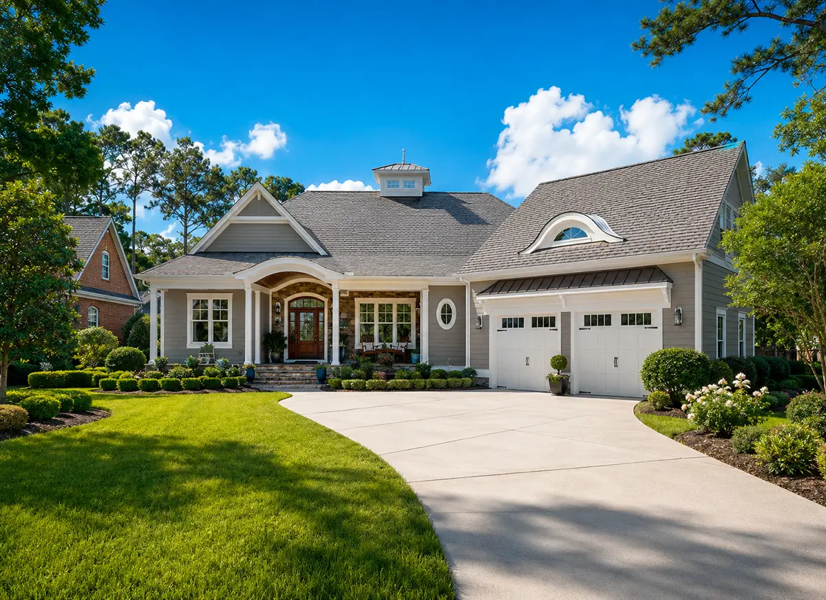 1.5-Story House Plan 3657 ft²: 3 Beds, Home Office, 3.5 Baths, Open Floor Plan, 2-Car Garage