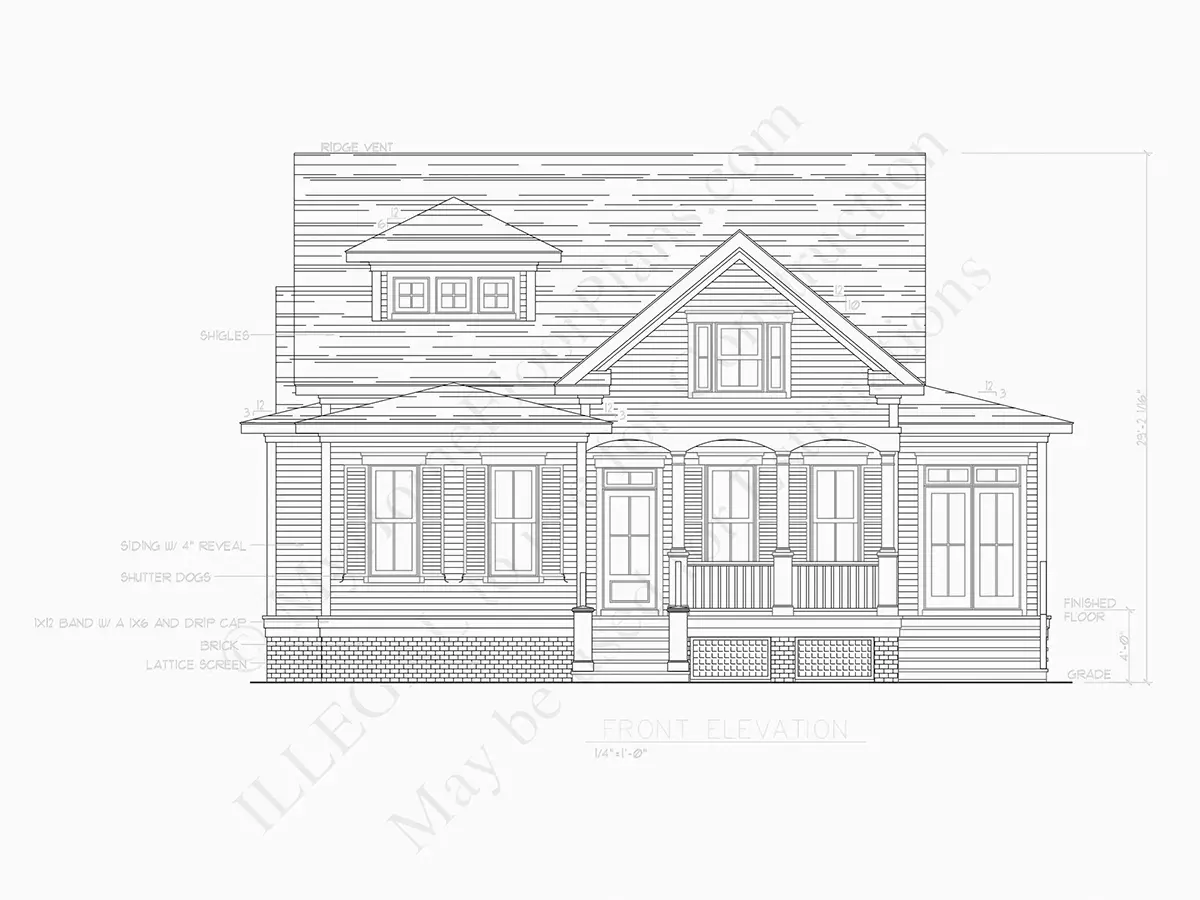 1.5-Story House Plan 1916 ft²: 4 Beds, 3 Baths, 2-Car Garage