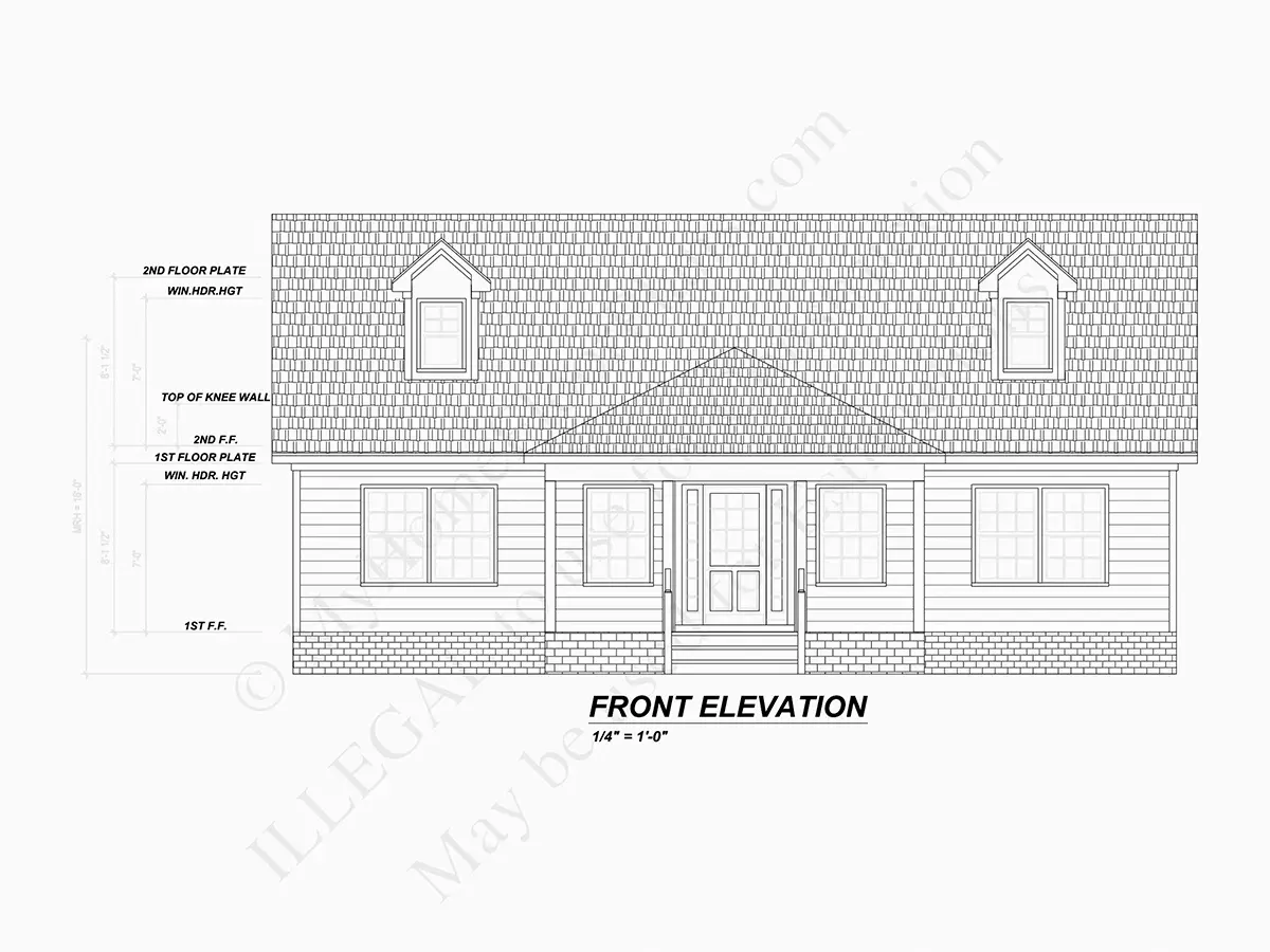 1.5-Story House Plan 2410 ft²: 4 Beds, 3 Baths, Open Floor Plan, without Garage