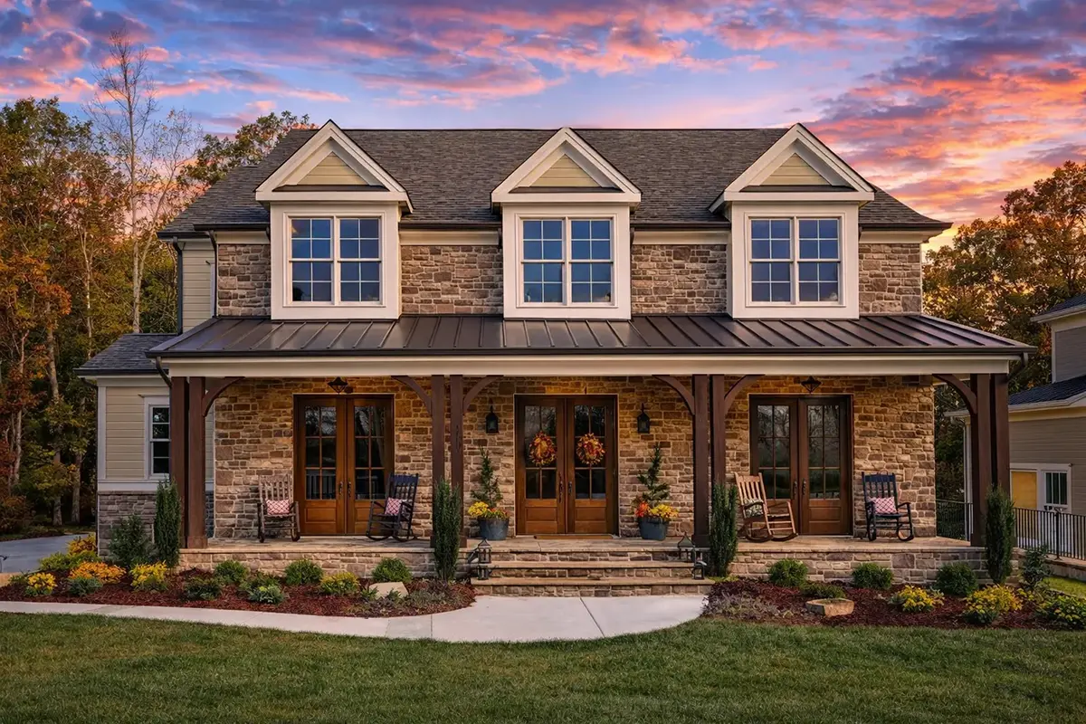 2-Story House Plan 4400 ft²: 5 Beds, Home Office, 5.5 Baths, Open Floor Plan, 3-Car Garage