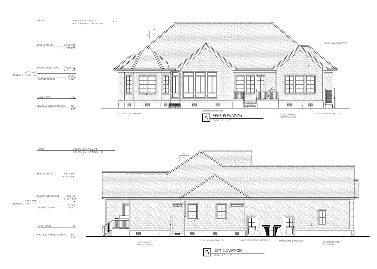 1-Story House Plan 3607 ft²: 3 Beds, 5.5 Baths, Open Floor Plan, 2-Car Garage