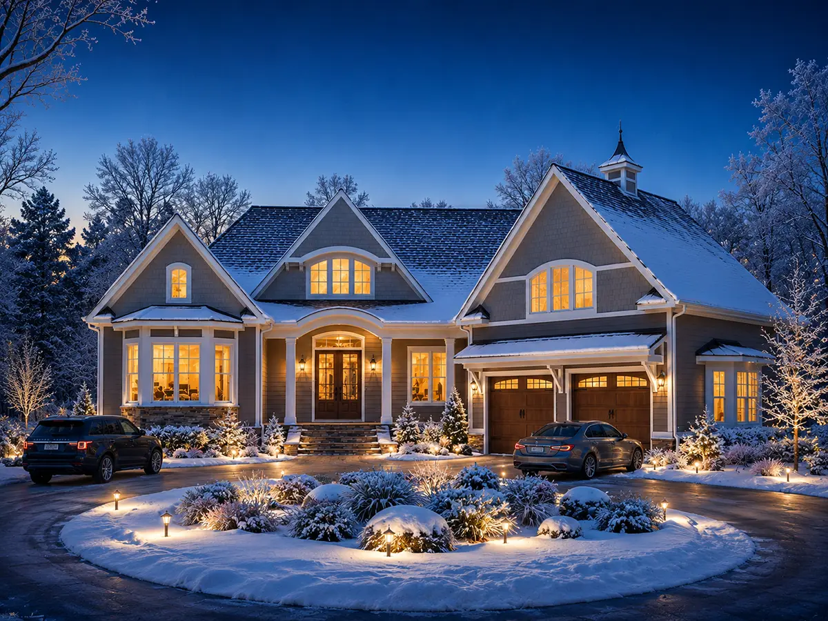 1.5-Story House Plan 3605 ft²: 4 Beds, Home Office, 3.5 Baths, Open Floor Plan, 2-Car Garage