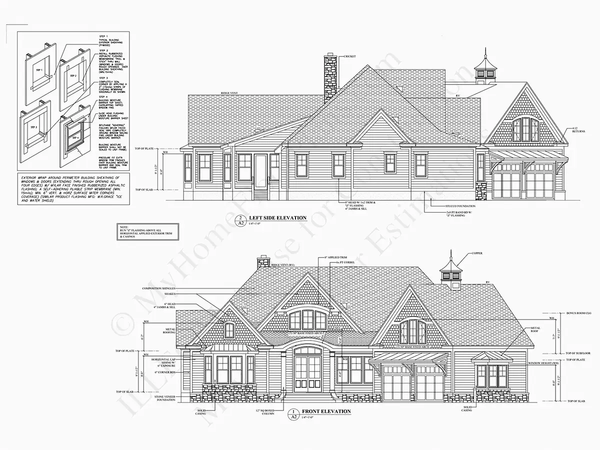 1.5-Story House Plan 3605 ft²: 4 Beds, Home Office, 3.5 Baths, Open Floor Plan, 2-Car Garage