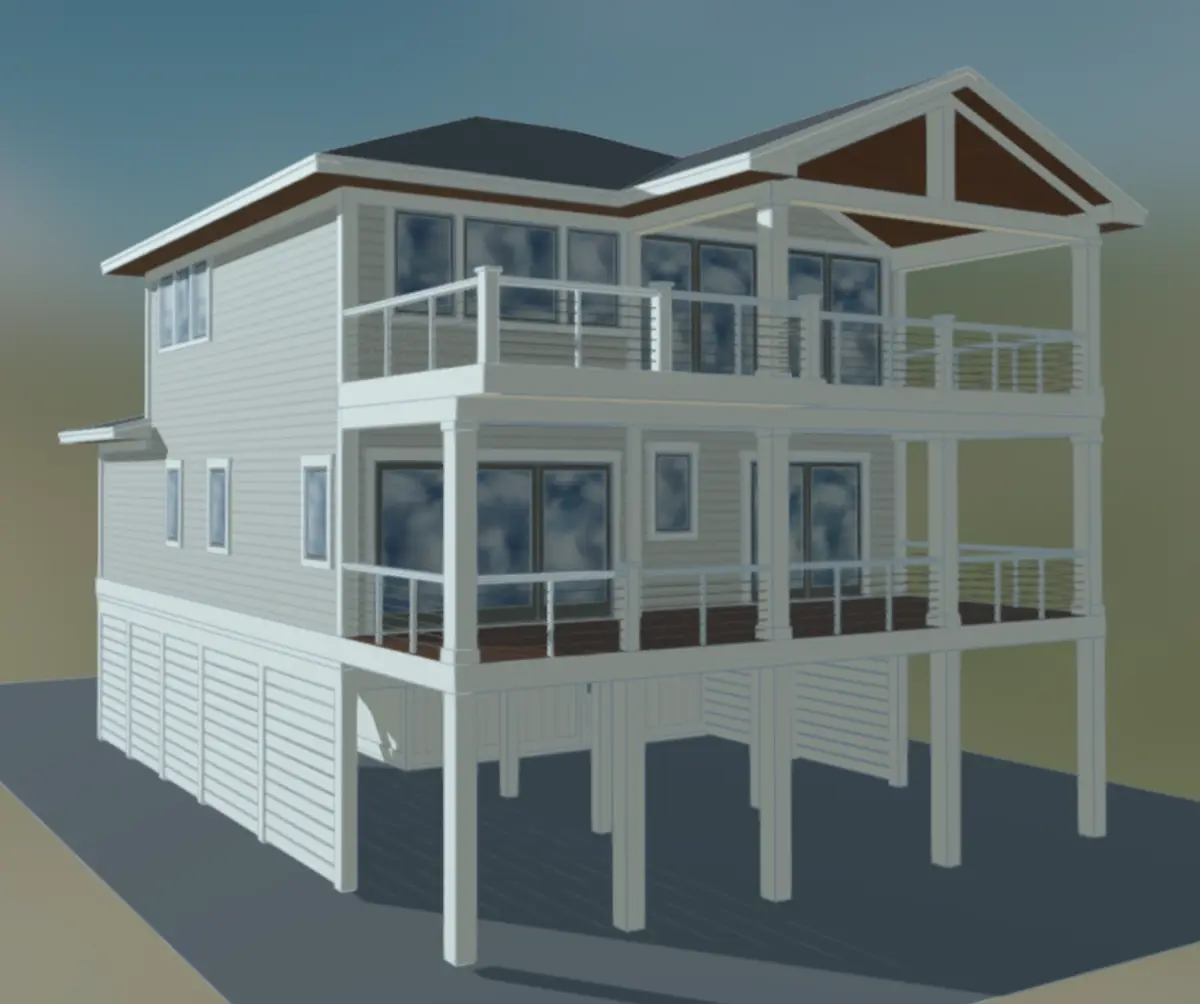 3-Story House Plan 2546 ft²: 3 Beds, Home Office, 3 Baths, Open Floor Plan, 1-Car Garage